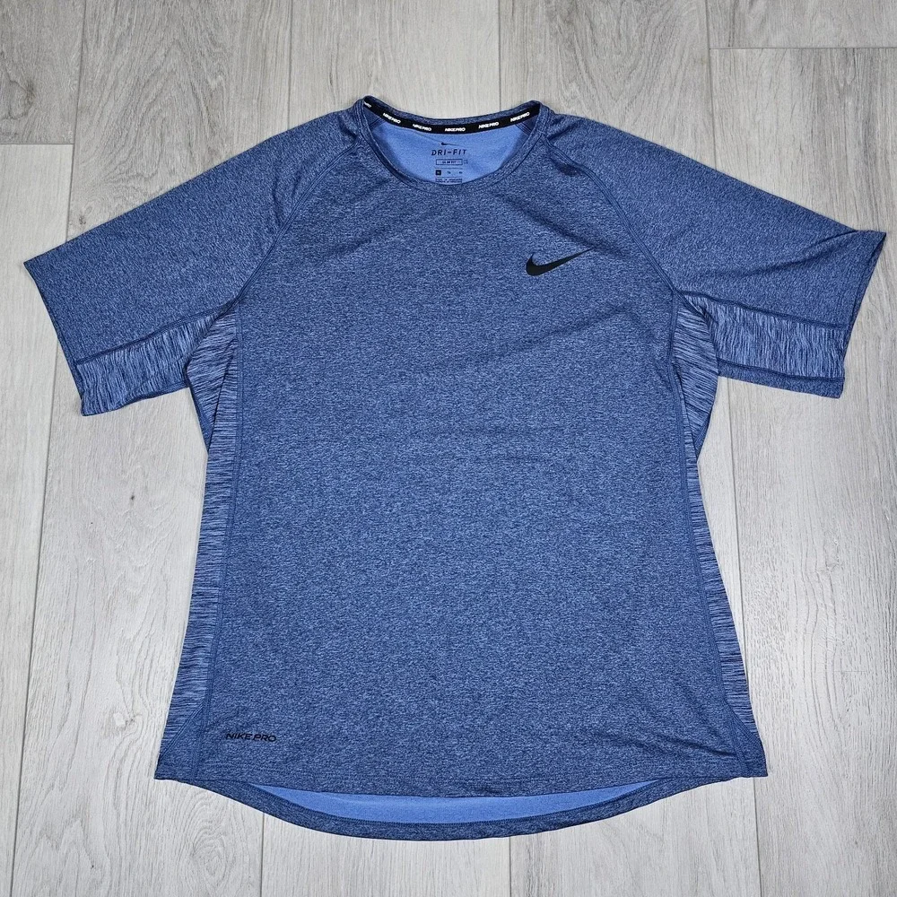 Nike Pro Slim Fit Shirt Mens Extra Large Blue Short Sleeve Crewneck Dri-Fit Top